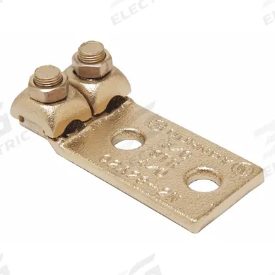 BURNDY Wire Connector: 1/0 AWG – 2/0 AWG Wire Sizes, 1/2 in Stud Size - Straight Mechanical Lugs
