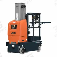 JLG Mobile Personnel Lift: Battery, Drivable, 18 ft Elevated Platform Ht, 29.5 in x 28 in (MPN E18MML). Key specifications — Brand: JLG; Features Included: Lanyard Anchor Points.