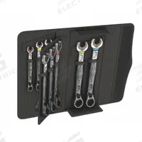 WERA Combination Wrench Set: Alloy Steel, Nickel Chrome, 11 Tools, 8 mm to 19 mm Range of Head Sizes (MPN 05020091001). Key specifications — attr309581: Nickel Chrome; attr309580: Alloy Steel; attr309571: Yes; attr309583: No; attr309587: Yes; attr324931: WERA; attr309569: 8 mm to 19 mm; attr309572: Pouch.