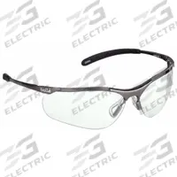 BOLLE SAFETY Safety Glasses: Clear Lens, Half-Frame, Platinum Lite, Metal Detectable, Silver Frame (MPN 40049). Key specifications — Brand: BOLLE SAFETY; Frame Color: Silver; Lens Color: Clear.