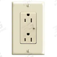 LEVITON Receptacle: Decorator Duplex, 5-15, Ivory, 125V AC, 15 A, 2 Pole / 3 Wire (MPN T5280-I)