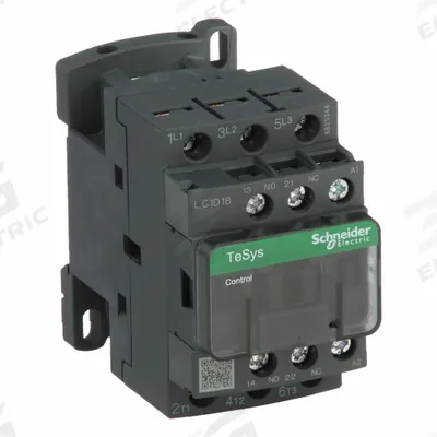 SCHNEIDER Magnetic Contactor: Non-Reversing, 3 Poles, 3NO Contacts, 18 A - Non-Reversing IEC Contactors