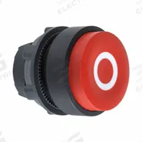 SCHNEIDER Extended Push Button: Red, 22 mm Mounting Size, Non-Metallic, Momentary (MPN ZB5AL432). Key specifications — Brand: SCHNEIDER; Action: Momentary; Legend: O; Series: XB5; Push Button Material Type: Non-Metallic.