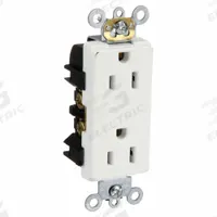 LEVITON Receptacle: Decorator Duplex, 5-15, White, 125V AC, 15 A, 2 Pole / 3 Wire (MPN 16252-W)