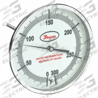 DWYER Glow-in-the-Dark Dial Thermometer: 0°F to 300°F, +/- 1% Accuracy, 5 in Dial Dia, Male (MPN GBTB525151). Key specifications — Accuracy: +/- 1%; Brand: DWYER.