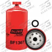 BALDWIN FILTERS Fuel Filter: Spin-On, 3 1/16 in Outside Dia, M16-1.50 Thread Size, Cellulose, Iveco (MPN BF1367). Key specifications — attr1137520: BF1367; attr434022: BALDWIN FILTERS; attr427730: Cellulose; attr427731: Furnished Gasket; attr1017112: Buses; attr1017113: Iveco.