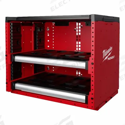 MILWAUKEE PACKOUT Rack: 27 5/16 in W x 21 in D x 22 in H, Steel, Black - PACKOUT Workshop Racking Systems