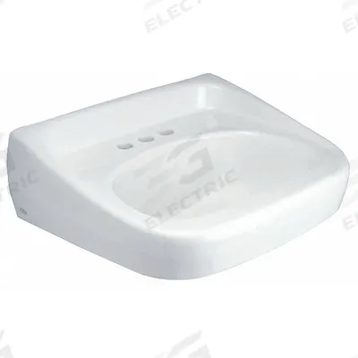 ZURN Bathroom Sink: Z5340, White, Vitreous China, 20 in Overall Lg, 18 in Overall Wd - One-Station Wall-Mounted Bathroom Sinks without Faucets