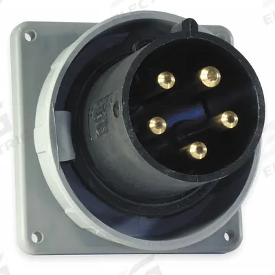 HUBBELL Pin and Sleeve Inlet: Black, 347/600V AC, Three Phase, 60 A, 4 Pole, 5 Wire - Watertight Inlets