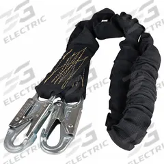 MILLER BY PIP Shock-Absorbing Lanyard: Tubular Webbing, Arc-Flash Rated, Steel Snap Hook, 1 Legs (MPN 216MK-Z7/6FTBK). Key specifications — Brand: MILLER BY PIP; Color: Black; Visual Load Indicator: Yes; Shock-Absorbing Lanyard Material: Polyester.