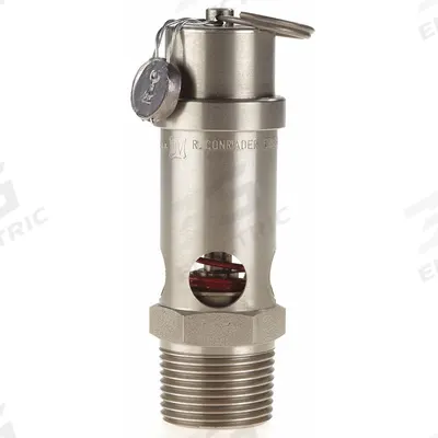 CONRADER Safety Valve: Soft Seat, 3/4 in (M)NPT Inlet (In.), 250 psi Preset Setting (PSI) - Soft Seat Pneumatic Safety Valves