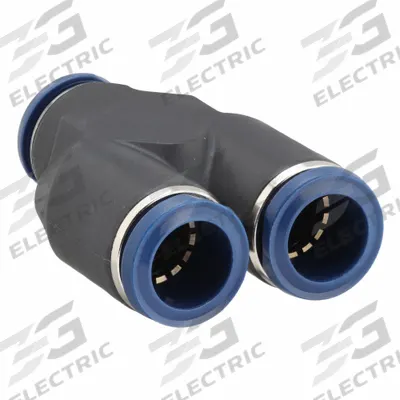 AIGNEP USA Push-Fit Wye Fitting: 5/16 in OD x 5/16 in OD x 5/16 in OD Size, Nylon - Nylon & Nickel-Plated Brass Tube Fittings