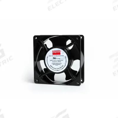 Dayton Axial Fan: 92 cfm Airflow @ 0.000 in SP, 4 11/16 in Ht, 1 1/2 in Dp, Terminals - Standard Square Axial Fans