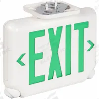 Exit Sign with Emergency Lights: White, 1 or 2 Faces, Green, LED, Ceiling/Wall, Remote Capable (MPN EVCUGWD4). Key specifications — Voltage: 120/277V AC; Self Diagnostics: No; Housing Color: White; Brand: DUAL-LITE; Directional Indicators: Universal Field Selectable Chevrons; Lighting Technology: LED; Remote Capable: Yes; Text Color: Green.