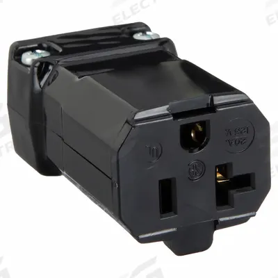 HUBBELL Straight Blade Connector: 5-20R, 125V AC, 20 A, 2 Pole, 3 Wire, Black (MPN HBL5369VBK) - Hinged Connectors