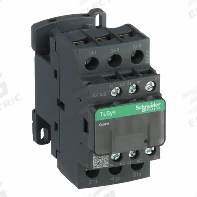 SCHNEIDER Magnetic Contactor: Non-Reversing, 3 Poles, 3NO Contacts, 25 A - Non-Reversing IEC Contactors