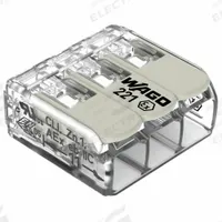 WAGO Lever Wire Connector: 3 Port, 24 AWG – 12 AWG Solid Wire Size Range, 20 A, 440 V, 221 Ex Series (MPN 221-483). Key specifications — Brand: WAGO; Product Type: Lever; Series: 221 Ex.