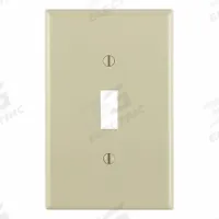 LEVITON Wall Plate: Toggle, 1 Gang, Ivory, Midsize Size (MPN PJ1-I). Key specifications — Brand: LEVITON; Material: Nylon.