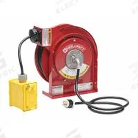 REELCRAFT Extension Cord Reel: Ratchet Lock, 45 ft Cord Lg, 12 AWG, SJEOOW, 5-20R Cord Lg, 5-20P (MPN L 4545 123 7B). Key specifications — Retractable Cord Ending NEMA Configuration: 5-20R; Feeder Cord Ending NEMA Configuration: 5-20P; Brand: REELCRAFT.