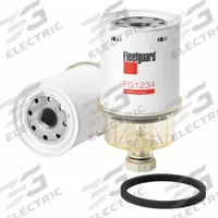 FLEETGUARD Automotive Fuel/Water Separator: Spin-On, 14 5/16 in Overall Lg, 3 3/4 in Outside Dia (MPN FS1234B). Key specifications — attr1137520: BF1204; attr1137521: FS1234B; attr434022: FLEETGUARD; attr427730: Cellulose; attr1017113: Ford.