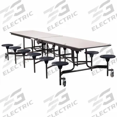 NATIONAL PUBLIC SEATING Cafeteria Stool Table: Gray Nebula, Stool Seat, 29 in Overall Ht - Bi-Fold Cafeteria Tables