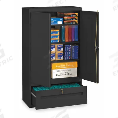 TENNSCO Lateral File Drawer Cabinet: 36 in x 18 in x 66 in, Recessed Pull Handle & Keyed - Commercial Shelf Cabinets with Drawers