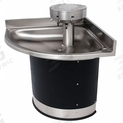 ACORN Wash Fountain: Black/Silver, Stainless Steel, Corner, 37 in Overall Wd - Sensor-Operated Wash Fountains