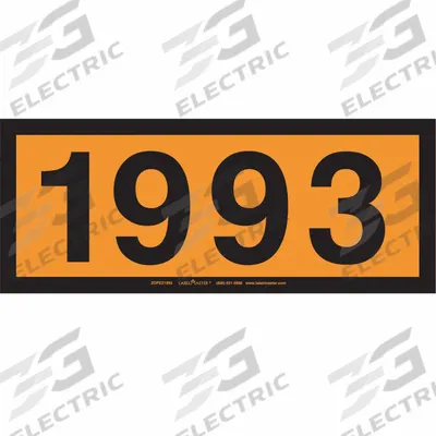 LABELMASTER Orange Panel Placard: 1993, 6 5/16 in x 15 3/4 in, 6 5/16 in Label Ht, Vinyl - Preprinted UN Number