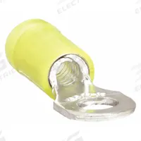 STA-KON Ring Terminal: Yellow, Nylon Insulation, #8 Stud Size, 12 AWG to 10 AWG Wire Sizes, 600 V (MPN RC10-8). Key specifications — attr1308027: STA-KON; attr1356587: Serrated.