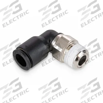 LEGRIS Push-Fit Elbow Fitting: 1/8 in Pipe x 10 mm OD Size, BSPT x Push-to-Connect - Nylon & Nickel-Plated Brass Tube Fittings