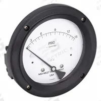 MIDWEST INSTRUMENT Differential Pressure Gauge: Back, 1/4 in NPT Female, Model 142, 4 1/2 in Dial (MPN 142-AC-00-OO-15P). Key specifications — Sensor Type: Diaphragm; Series: Model 142; Housing Material: Aluminum; Certificate of Calibration: Not Included.