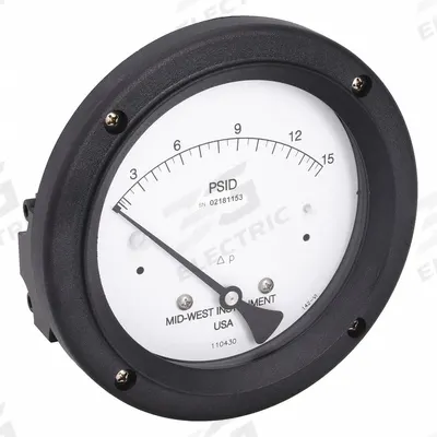 MIDWEST INSTRUMENT Differential Pressure Gauge: Back, 1/4 in NPT Female, Model 142 - Medium & High Operating Pressure Differential Gauges