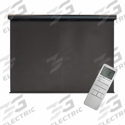 KEYSTONE FABRICS Sun Shade: Dark Brown, 6 ft Valence Wd, Motor with Remote Control - Regal Series