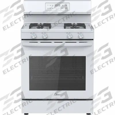MIDEA Oven Range: White, Natural Gas - Oven Ranges