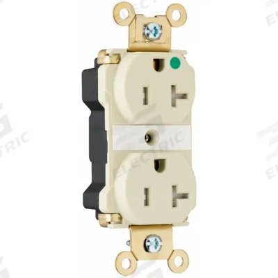 PASS & SEYMOUR Receptacle: Hospital Grade, Duplex, 5-20R, Ivory, 125V AC - General Purpose Receptacles