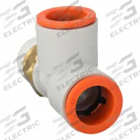 SMC Push-Fit Tee Fitting: 3/8 in Pipe x 1/2 in OD x 1/2 in OD x 3/8 in Pipe Size, White (MPN KQ2Y13-03AS). Key specifications — Brand: SMC.