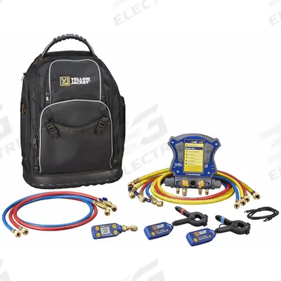 YELLOW JACKET Manifold Gauge: 4 Valves, 6 Hoses, Series TITANMAX, YJACK VIEW - Digital Wireless Manifold Gauge Kits