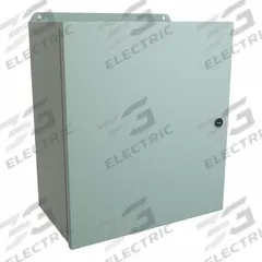 HAMMOND Electrical Enclosure: Steel, 16 in x 14 in x 8 in, NEMA 12/13/3R/4, w/Panel, Solid Cover (MPN EJ16148). Key specifications — Closure Method: Latches; Brand: HAMMOND; Knockouts: Not Included.