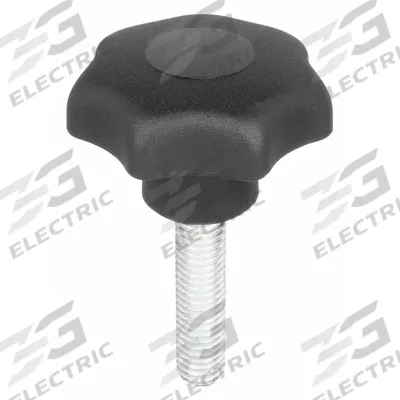 KIPP Hand Knob: 7 Point, Plastic w/ Steel Thread, M10 Thread, 30 mm Thread Lg - 7-Arm Knobs with Threaded Stud