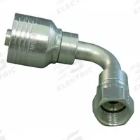 AEROQUIP Hydraulic Crimp Fitting: Steel x Steel, 90° Elbow, -20 For Hose Dash Size, JIC x Crimp (MPN 4SA20FJB20). Key specifications — Fitting Gender: Female x Genderless; Fitting Connection Type: JIC x Crimp; Thread Size: 1-5/8"-12; For Hose Dash Size: -20; Brand: AEROQUIP.