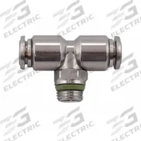 AIGNEP USA Push-Fit Tee Fitting: 6 mm OD x 6 mm OD x 1/4 in OD Size, Stainless Steel, Silver (MPN 60211X-6-1/4). Key specifications — Brand: AIGNEP USA; Thread Size A: 3/8".