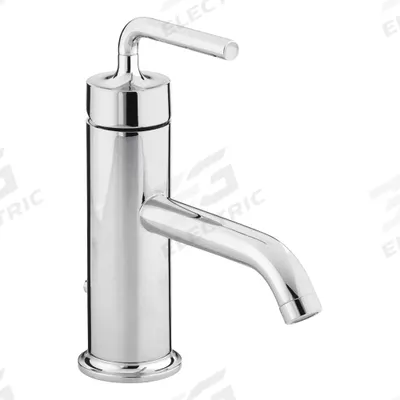 KOHLER Straight Spout Bathroom Faucet: Purist, Brass, Polished Chrome Finish - Single-Post Handle Bathroom Faucets