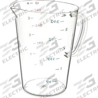 CARLISLE Measure Cup: Dry/Liquid, 1 gal Capacity, Polycarbonate, Clear, 8 3/8 in Overall Lg - Plastic Measuring Cups
