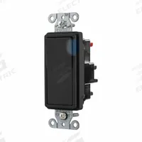 HUBBELL Wall Switch: Rocker Switch, 3-Way, Maintained, Black, 120/277V AC, 20 A (MPN DS320STILBK). Key specifications — Illuminated: Yes; Voltage Rating: 120/277V AC.