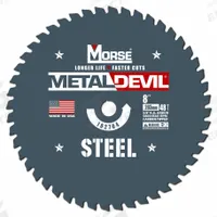 MORSE Circular Saw Blade: 8 in Blade Dia., 48 Teeth, 0.08 in Cut Wd, 5/8 in Arbor Size, Carbide (MPN 102704-WWG). Key specifications — attr1116119: MORSE; attr1145631: Steel.