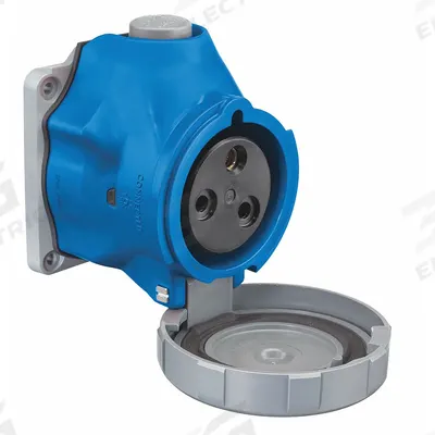 HUBBELL Pin and Sleeve Receptacle: Blue, 220 to 250V AC, Single Phase, 60 A_63 A - Washdown-Rated Receptacles