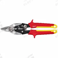 MILWAUKEE Aviation Snip: Straight, 10 in Overall Lg, 1 in Cutting Lg, Steel, TPR, TPR (MPN 48-22-4569). Key specifications — attr308531: TPR; attr308530: Steel; attr308532: TPR; attr308533: No; attr308535: Aluminum; attr308546: Straight; attr324897: MILWAUKEE.