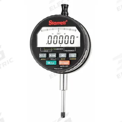 STARRETT Digital Indicator: 0 in to 1 in /0 mm to 25 mm, Inch/Metric, +/- 0.0001 in Accuracy - Digital Indicators with Non-Removable Flat Back