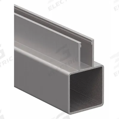 FAZTEK Double-Flanged Square Tube Profile: 1 in x 1 in, 6 ft Lg, 1 Open Slots - Double-Flanged Square Profile