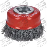 BOSCH Cup Brush: Crimped Steel, 3 in Dia, 0.012 in Fill Dia, X-Lock Connection Size & Type (MPN WBX318). Key specifications — Brand: BOSCH; Bristle Type: Crimped Wire; Connection Size & Type: X-Lock.